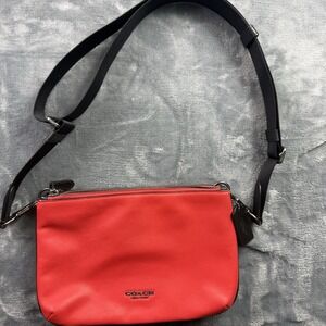 Signature Everett crossbody handbag by COACH Bright Cardinal/Mahogany